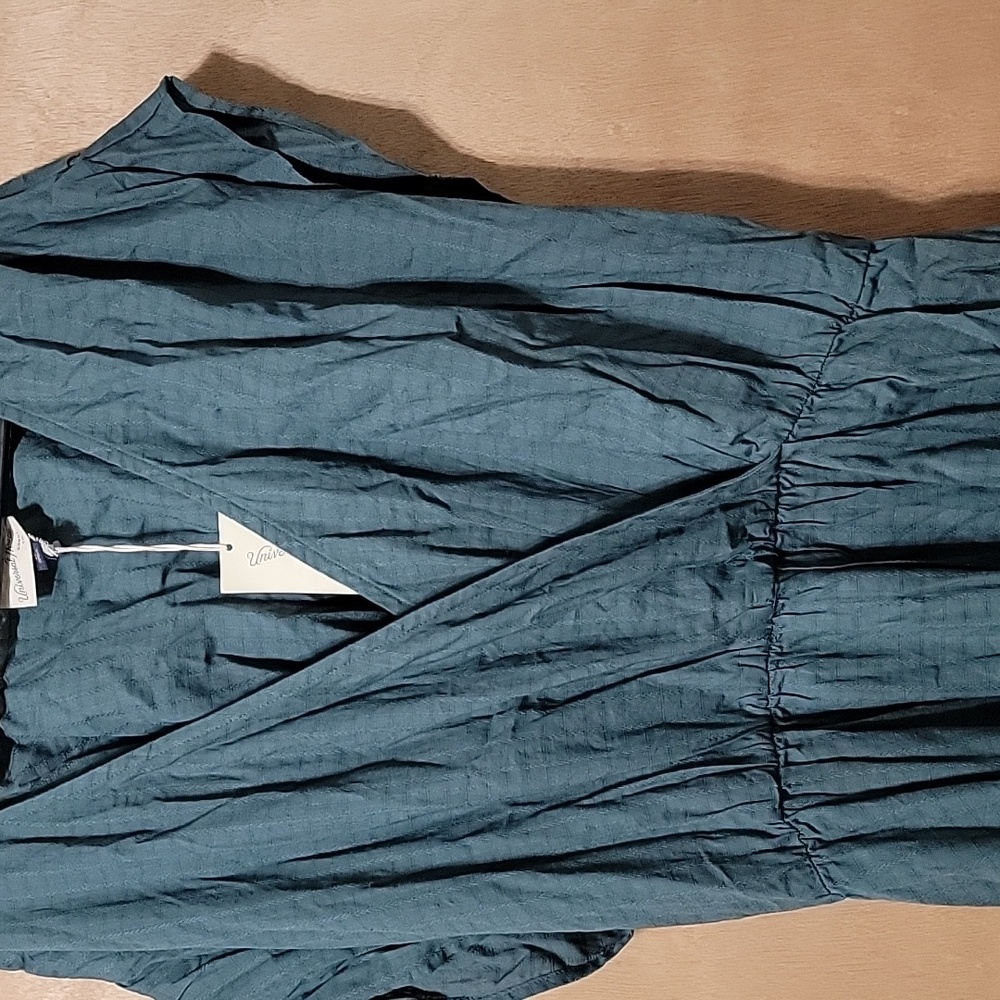 Nwt Universal Thread Dress Teal Wrap Top Full Skirt V Neck Textured - Picture 3 of 12